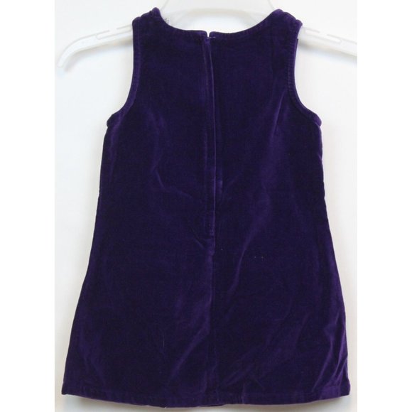 NWT VTG Old Navy Toddler Girl Sz 2 3 Plum Purple Velvet Shift Dress 100% Cotton - Picture 3 of 6